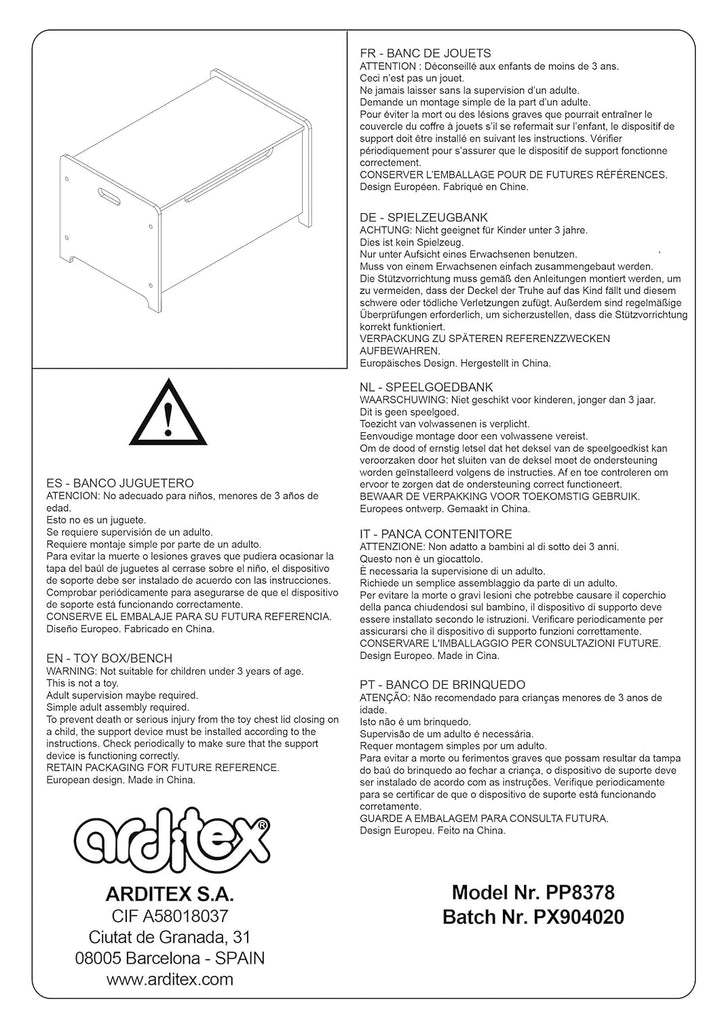 Disney Nixy Children Spielzeugkiste mit Bank aus Holz, Mickey Mouse