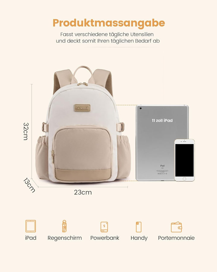 LOVEVOOK Rucksack Damen Klein, 11 Zoll Elegant Cityrucksack Kleiner mit grossem Fach für Trinkflasch
