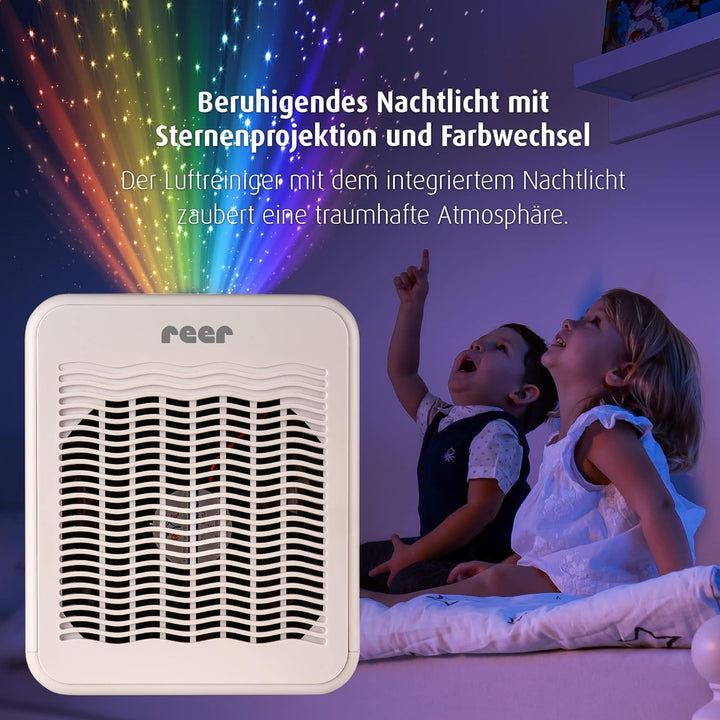 reer 4in1 Air Purifier, Luftreiniger mit HEPA und Aktivkohle Filter mit beruhigendem Nachtlicht, Ste