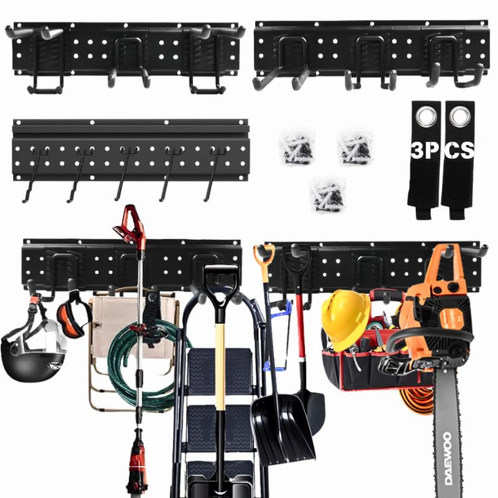 Gartengeräte Halterung,48 Zoll garage tool organizer wall mount, 3 verstellbare Platten + 10 Haken a