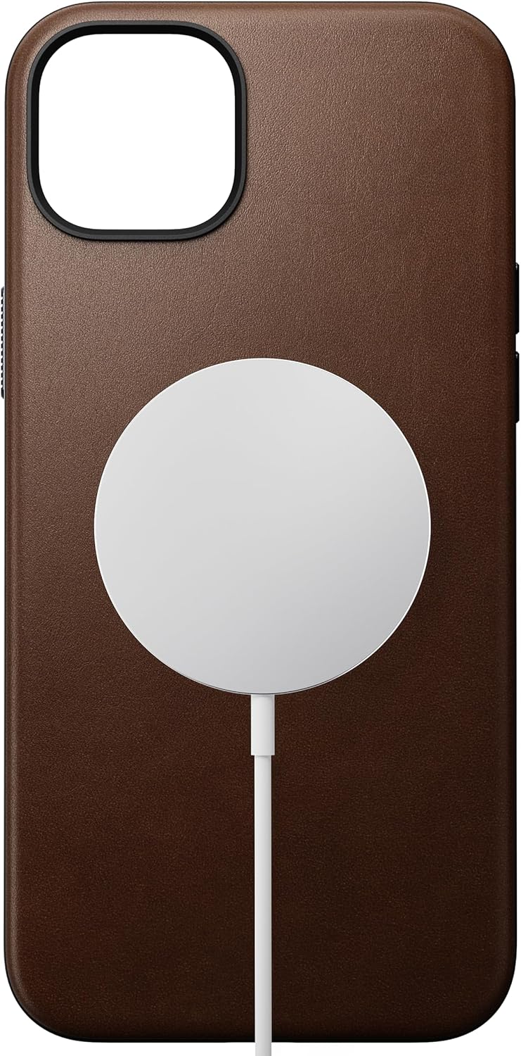 NOMAD Modern Leather Case | für iPhone 15 Plus | Schutzhülle aus Polycarbonat und hochwertigem Echtl