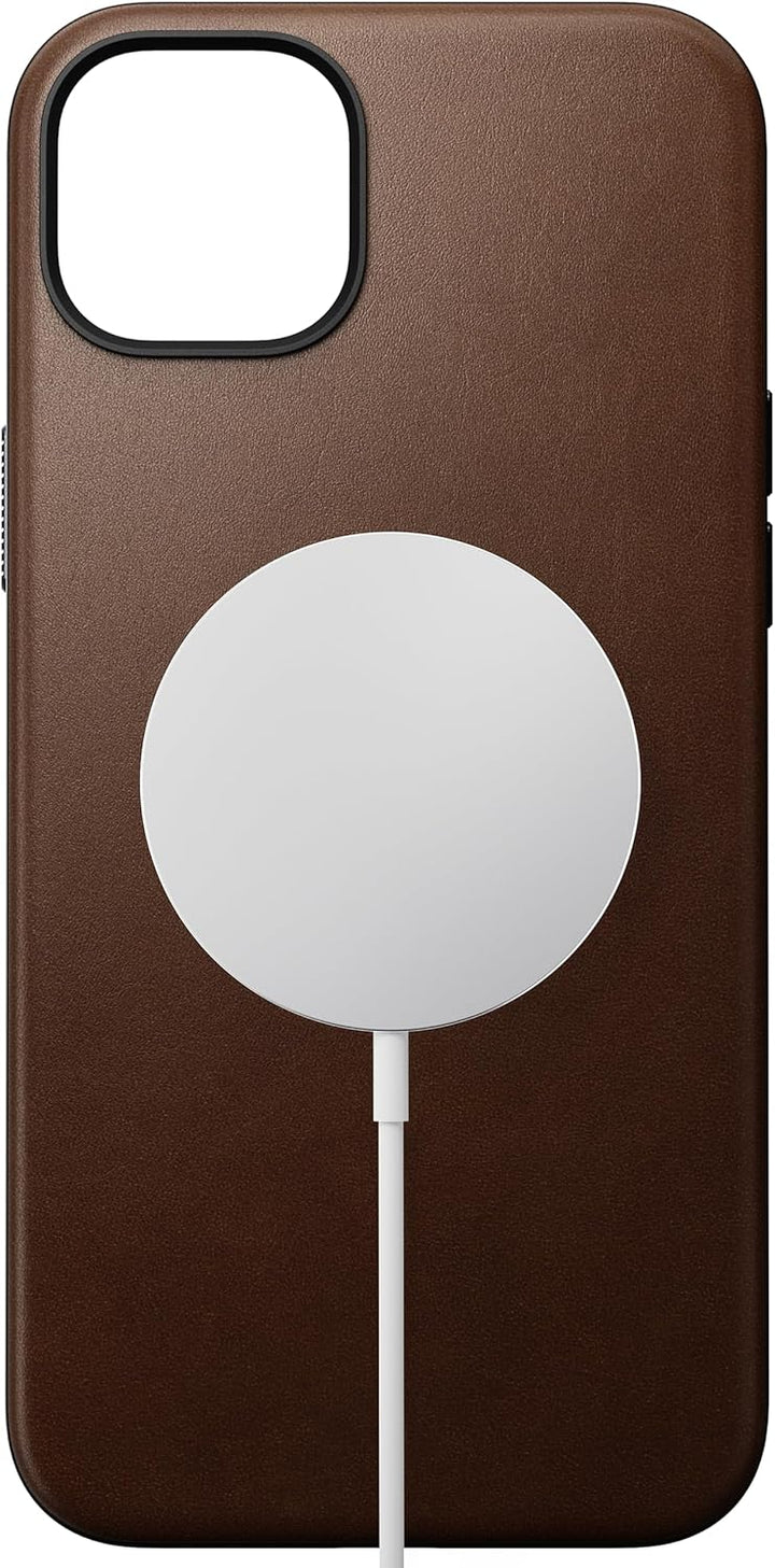 NOMAD Modern Leather Case | für iPhone 15 Plus | Schutzhülle aus Polycarbonat und hochwertigem Echtl