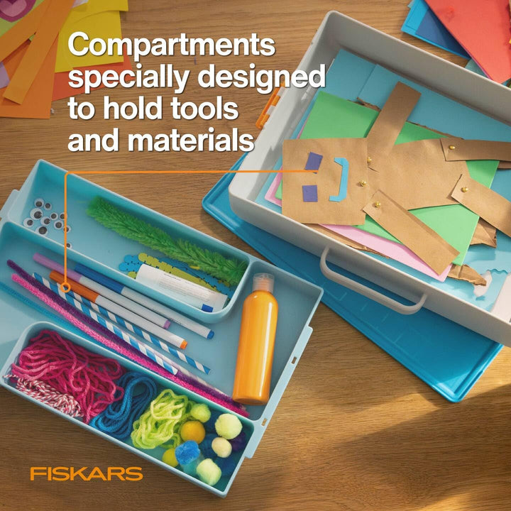 Fiskars Kreativ-Toolbox für Kinder ab 5 Jahren, Mobile Bastelwerkstatt für kleine Künstler*innen, Au