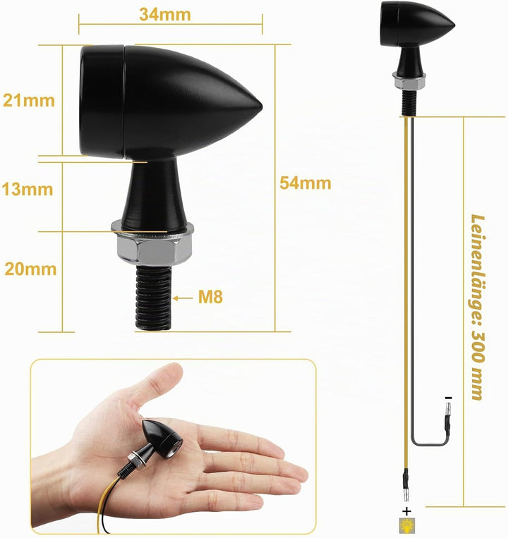 2 x Metall Motorrad LED Blinker 12V LED Universal Motorrad Blinker Universal für die meisten Motorrä
