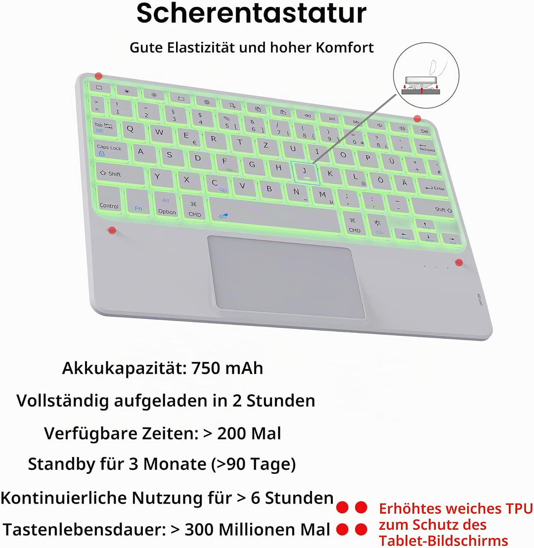 ROOFEI Hülle mit Tastatur für iPad (A16) 11.Generation 11" 2025, iPad 10. Generation 10.9" 2022-7 Fa