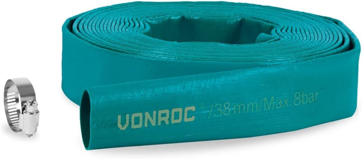 VONROC Flachschlauchset für Tauchpumpen - 10m x 38mm | Universal 10 m x 38 mm, 10 m x 38 mm