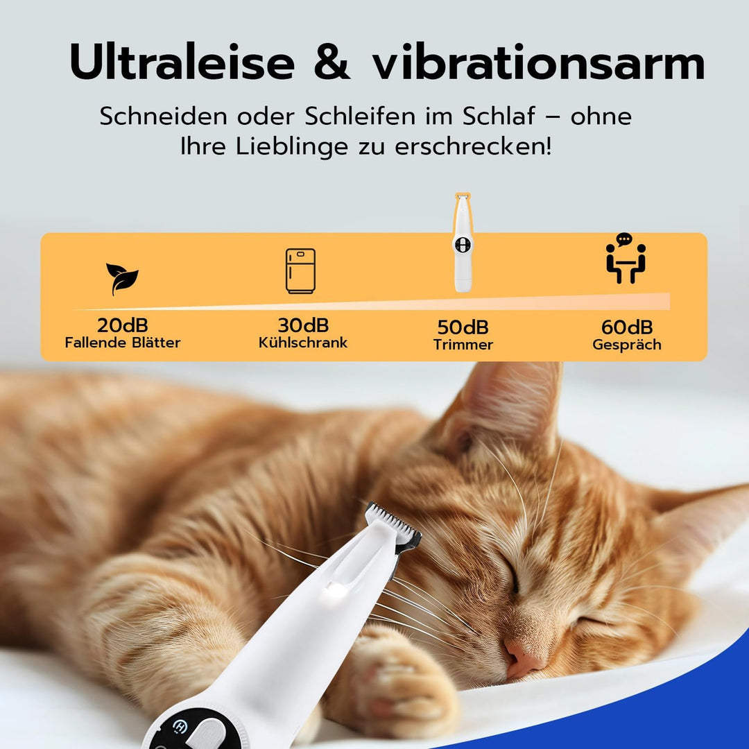 2 in 1 Haustierhaarschneider & Krallenschleifer mit LED Licht, USB Wiederaufladbar Pfotentrimmer Kra