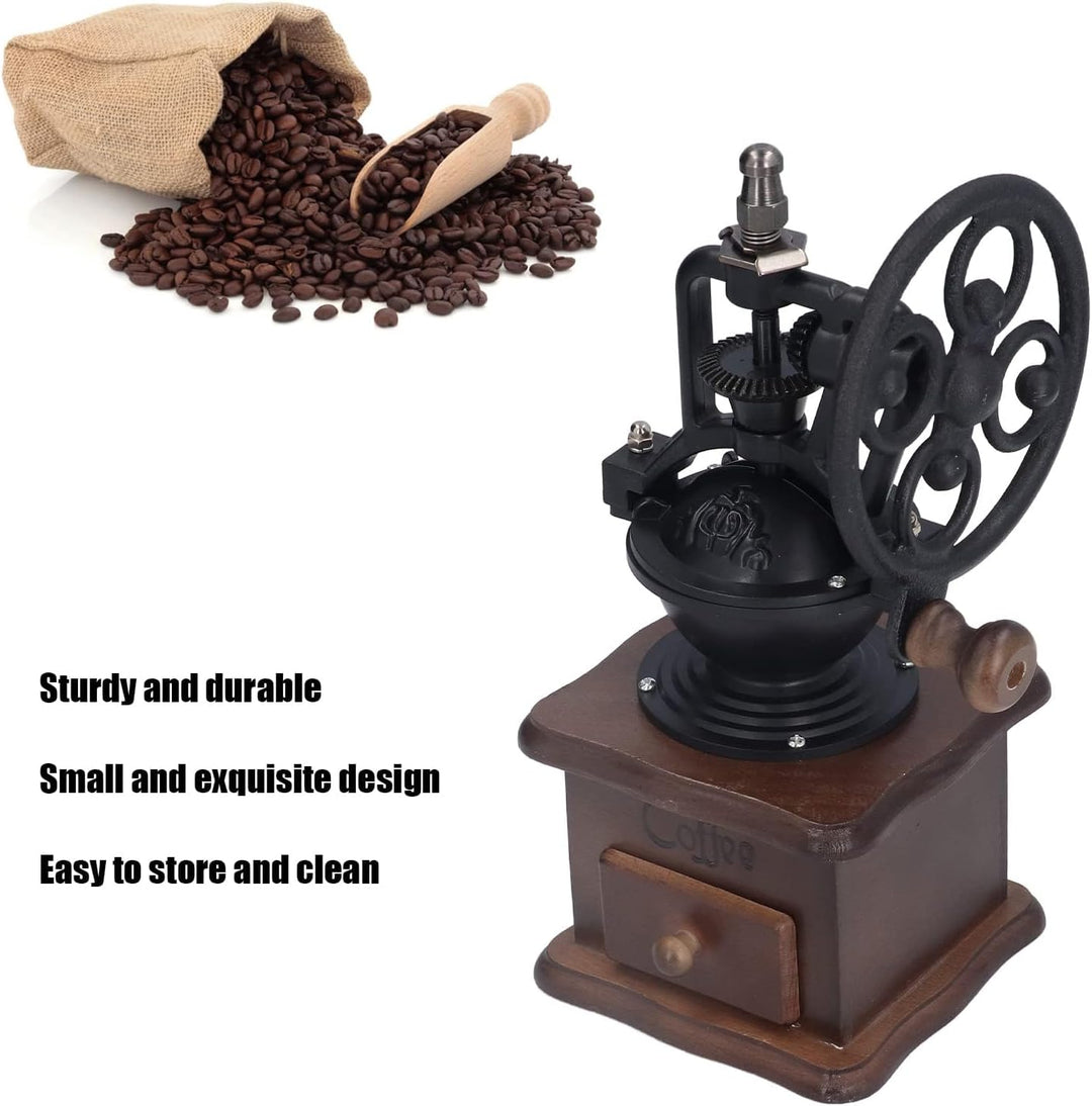 Kaffeemühle Manuelle mit rad, Retro Manuelle Mühle Handschleifer Handkurbel Kaffeemühle mit Schublad