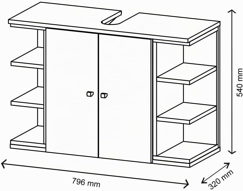 Vicco Waschbeckenunterschrank Aquis, Anthrazit/Sonoma, 79 x 64 cm Anthrazit Waschtischunterschrank,