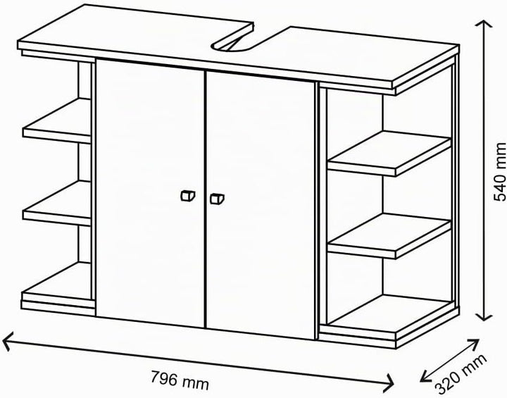 Vicco Waschbeckenunterschrank Aquis, Anthrazit/Sonoma, 79 x 64 cm Anthrazit Waschtischunterschrank,