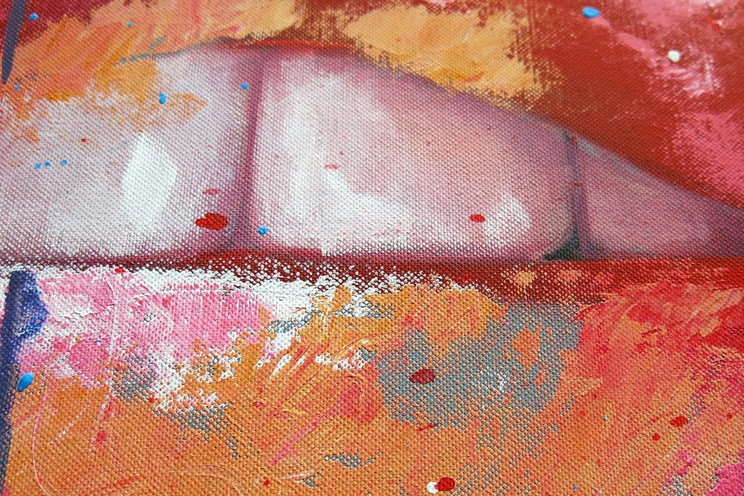 Monica Mirafiori I 100% HANDGEMALT I Gemälde Mund 90x60cm | Gemälde Handgemalt | Acrylgemälde | Sehr