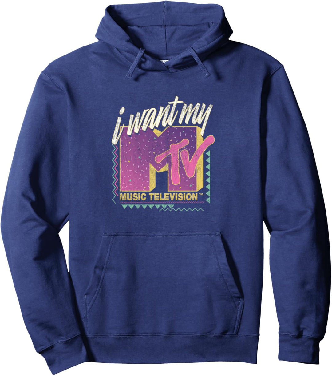 MTV I Want My MTV 90's Retro Colorful Logo Pullover Hoodie
