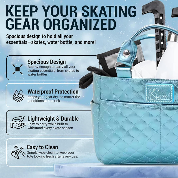 Kami-So Ice Skating Rink Tote - Great for Skate Guards Water Bottle and Other Skating Accessories Aq