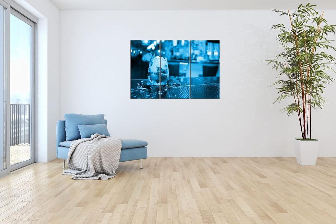 appetitlicher Mojito Effekt: Zeichnung Format: 3-teilig 120x80, Motiv fertig gerahmt auf Echtholzrah