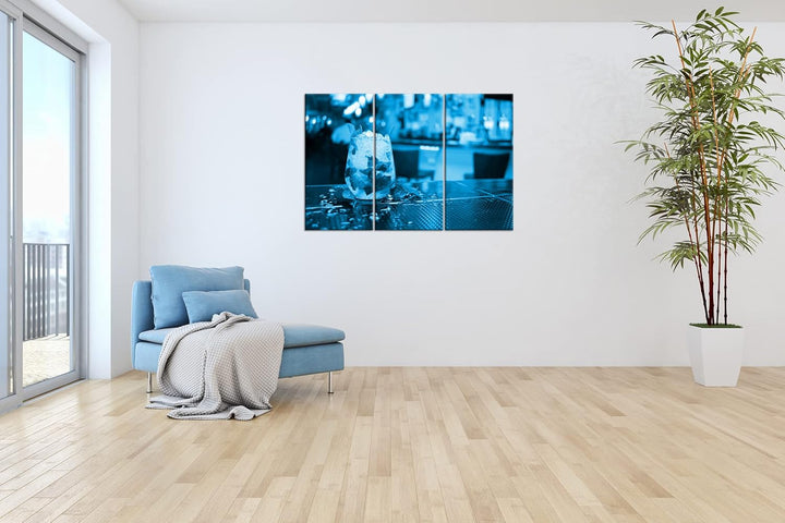 appetitlicher Mojito Effekt: Zeichnung Format: 3-teilig 120x80, Motiv fertig gerahmt auf Echtholzrah