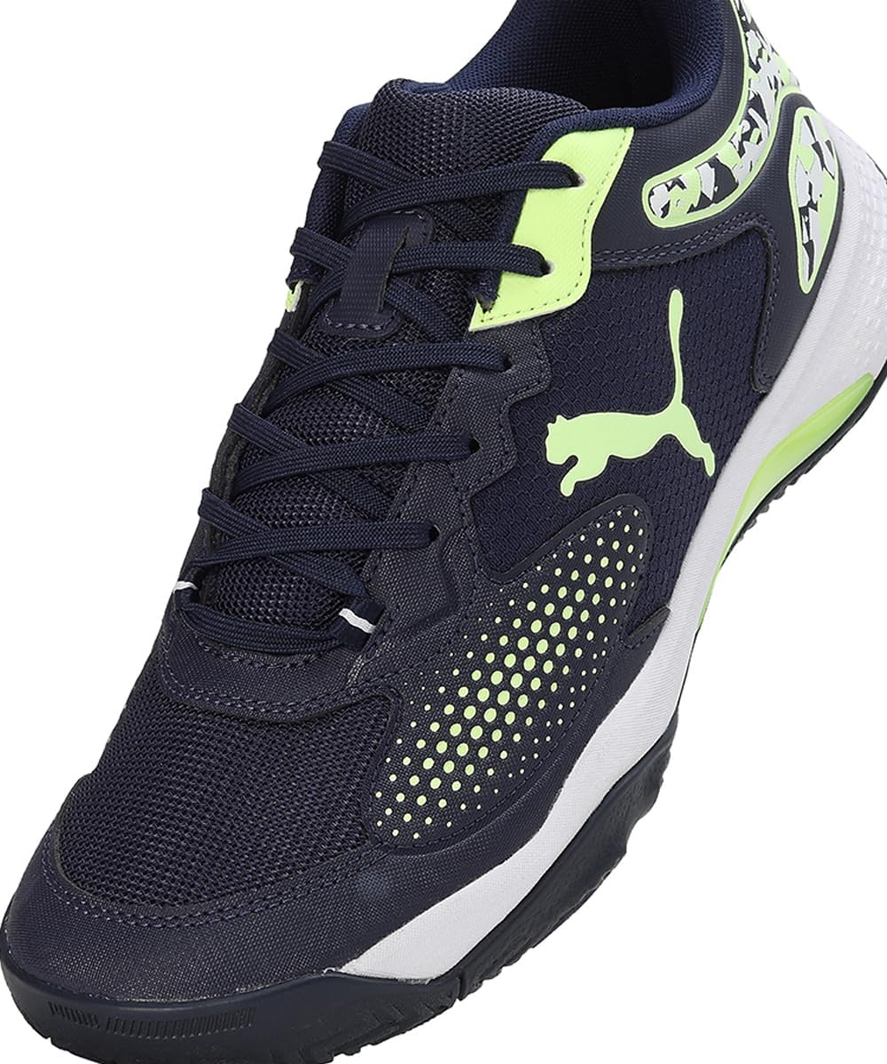 PUMA Unisex Solarcourt Rct Tennisschuh 40 EU Puma Navy Fast Yellow Puma White, 40 EU Puma Navy Fast
