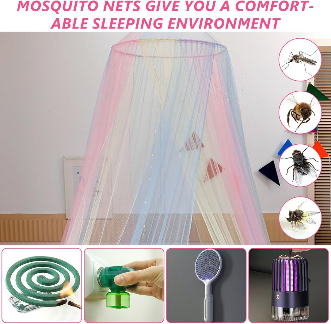 Moskitonetz Bett, Himmelbett Vorhänge, Betthimmel Mädchen, Regenbogen Baldachin für Doppel- und Einz