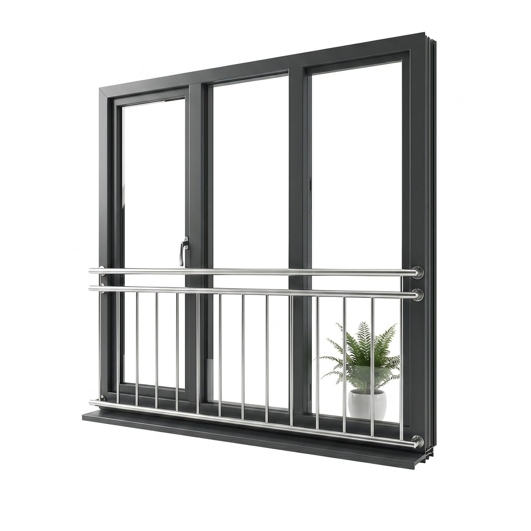 Mucola Balkongeländer Edelstahl 90x184 cm Fenstergeländer 14 Füllstäbe | Brüstungsgeländer Treppenge