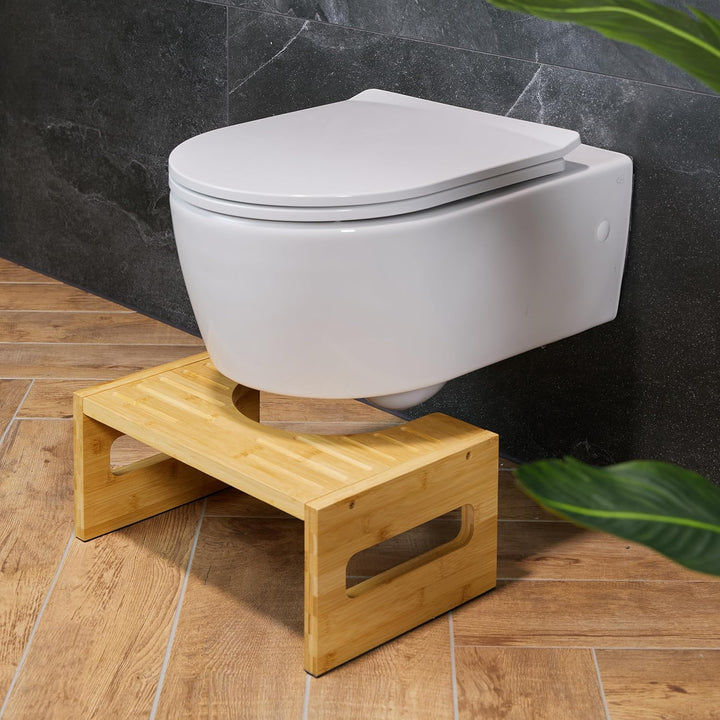Relaxdays Toilettenhocker, Stuhlgang Unterstützung, WC Hocker für Erwachsene, Bambus, HxBxT: 18,5 x