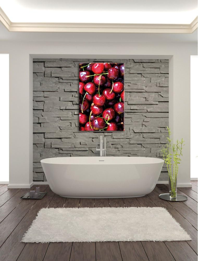 Cherry Kirschen Fruit, Format: 100x70 auf Leinwand, XXL riesige Bilder fertig gerahmt mit Keilrahmen