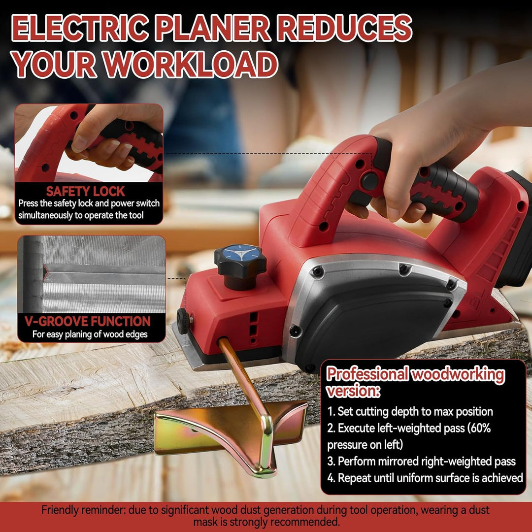 Drahtloser Handheld-Hobel für Milwaukee M18 18 V Batterie, bürstenloser Elektroholzhobel 15.000 U/mi