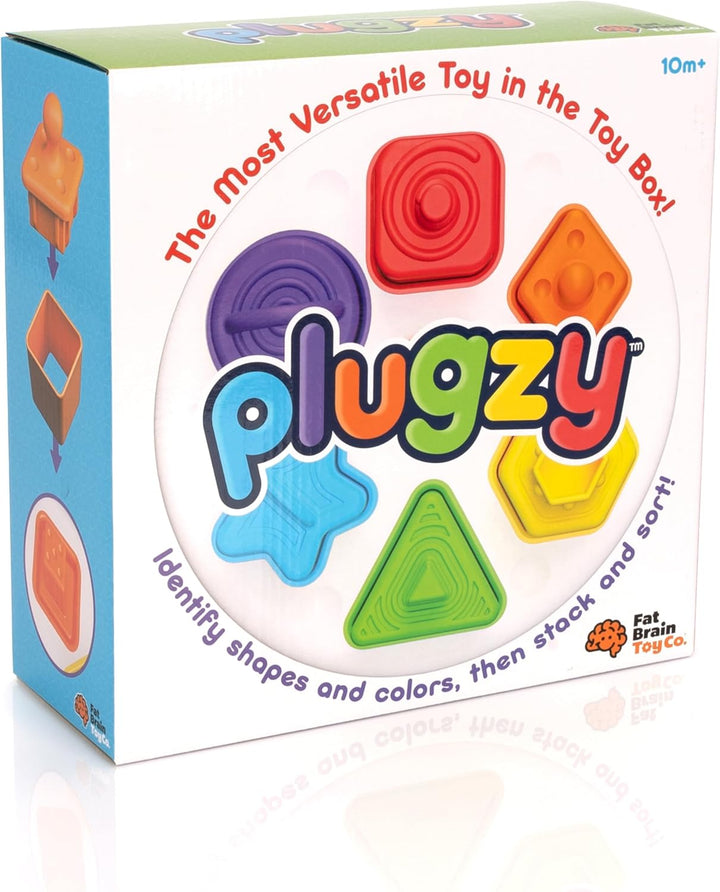 Fat Brain Toys Plugzy Shape Sorter - Taktiles Baby-Sinnesspielzeug für +10 Monate - Inklusive Basis