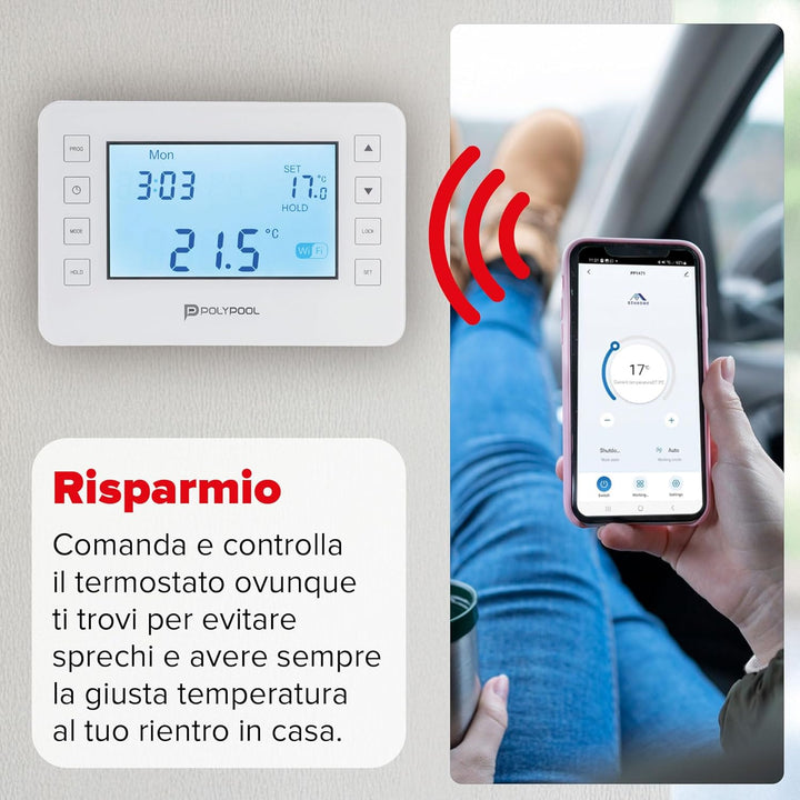 Poly Pool PP1471 Digitaler Thermostat, Smart, WLAN, programmierbar, LCD-Display mit 6 Programmierung