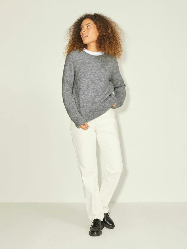 JJXX Damen Jxsilje Ls Upgrade Crew Neck Knit Noos Pullover S Grey Melange, S Grey Melange