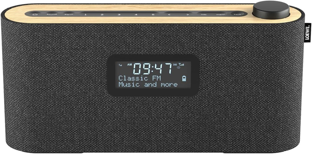 Loewe Radio.Frequency, DAB+ Radio, 28 Watt Sound, LCD Display, 14 Stunden Spielzeit, Holz, Stoff, Ra