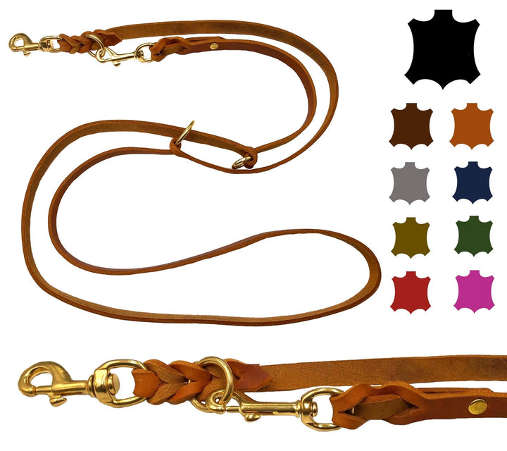 Hundeleine Fettleder Messing kleine Hunde/grosse Hunde 2m / 2,40m / 2,80m / 3,50m / 5m Doppelleine v