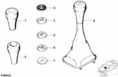 BMW Original-Getriebeöl Stick / Schaltknauf Leder Schwarz (25 11 1 221 284)