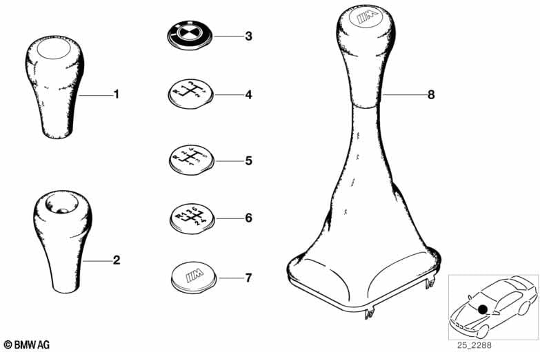 BMW Original-Getriebeöl Stick / Schaltknauf Leder Schwarz (25 11 1 221 284)