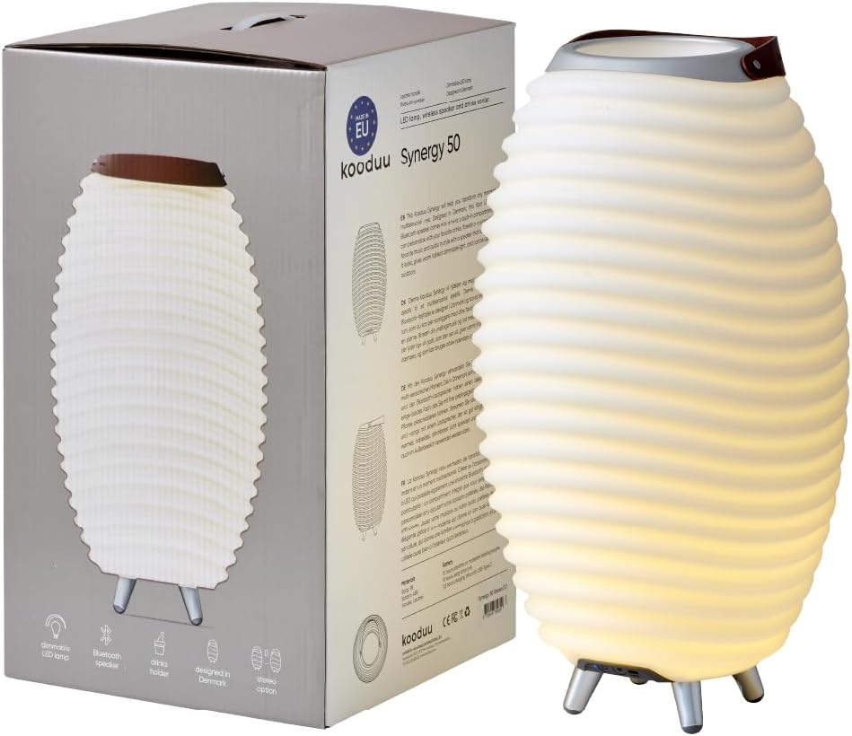 Kooduu Synergy 50 - Bluetooth Lautsprecher mit Lampe - Weinkühler-Funktion | 2L Kühlfach - Dimmer mi