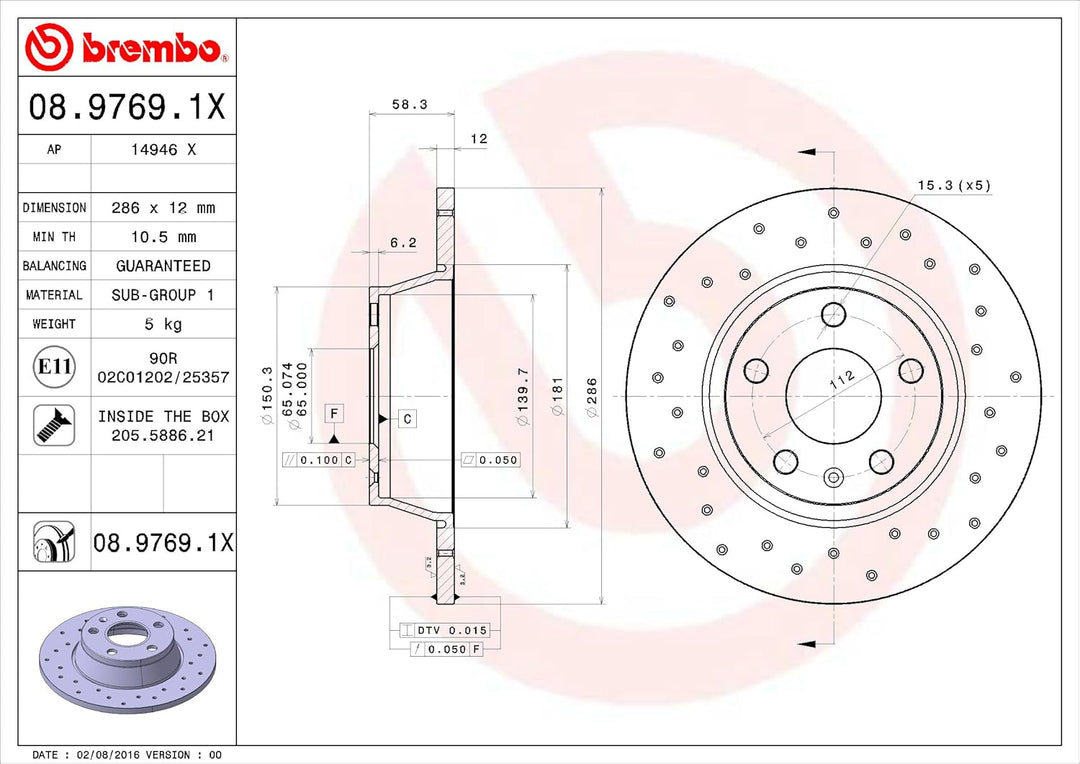 BREMBO 08.9769.1X Bremsscheiben