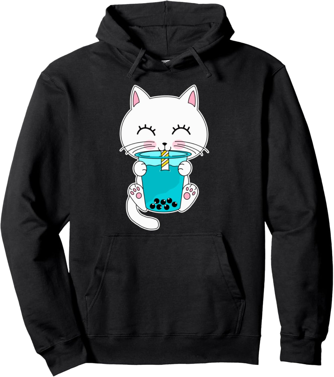Boba Tee Katze I Kätzchen I Katze Trinkt Bubble Tee Pullover Hoodie