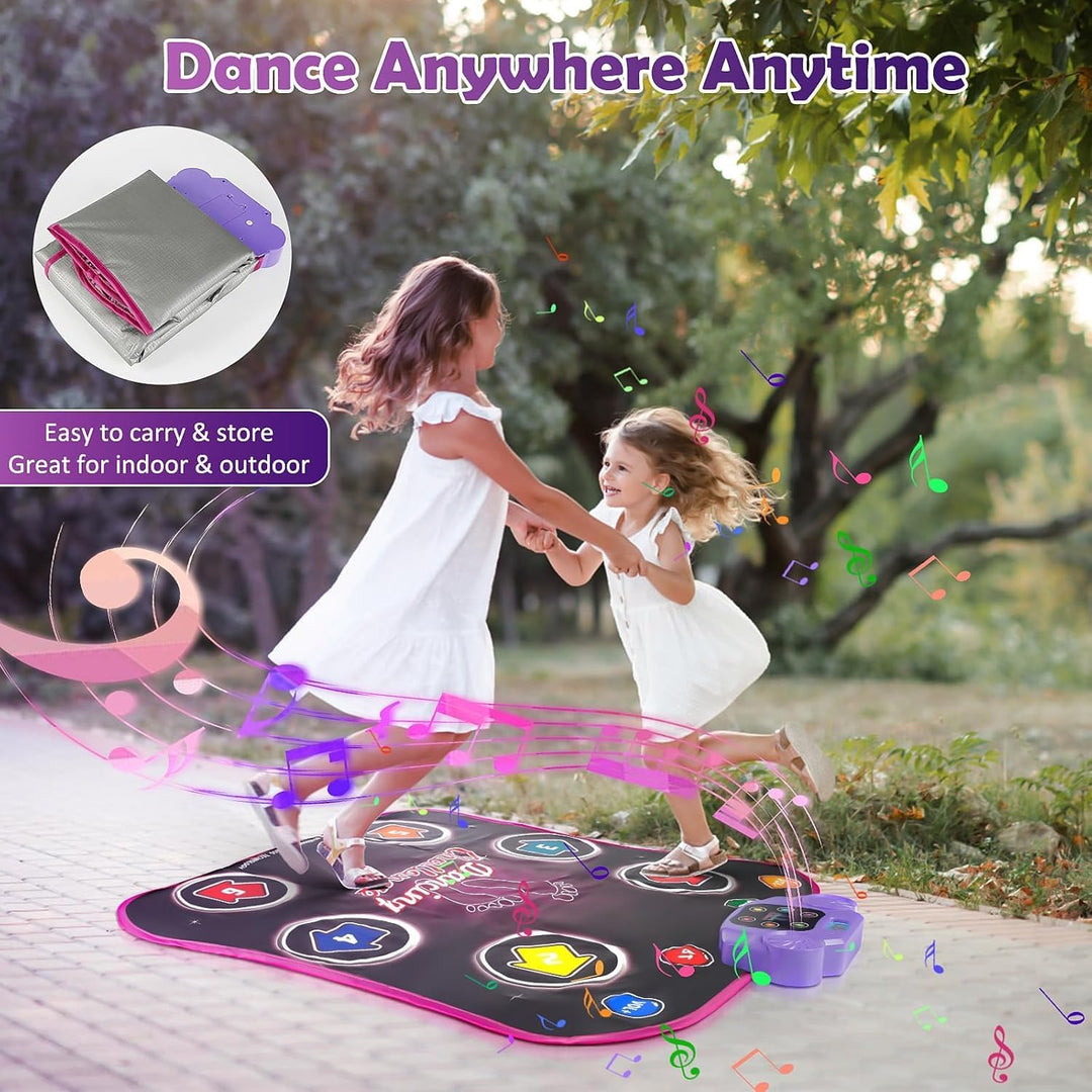Tanzmatte für Kinder ab 3-12 Jahre, Musikmatte mit LED-Lichter, Kindertanzmatten mit 5 Spielmodi und