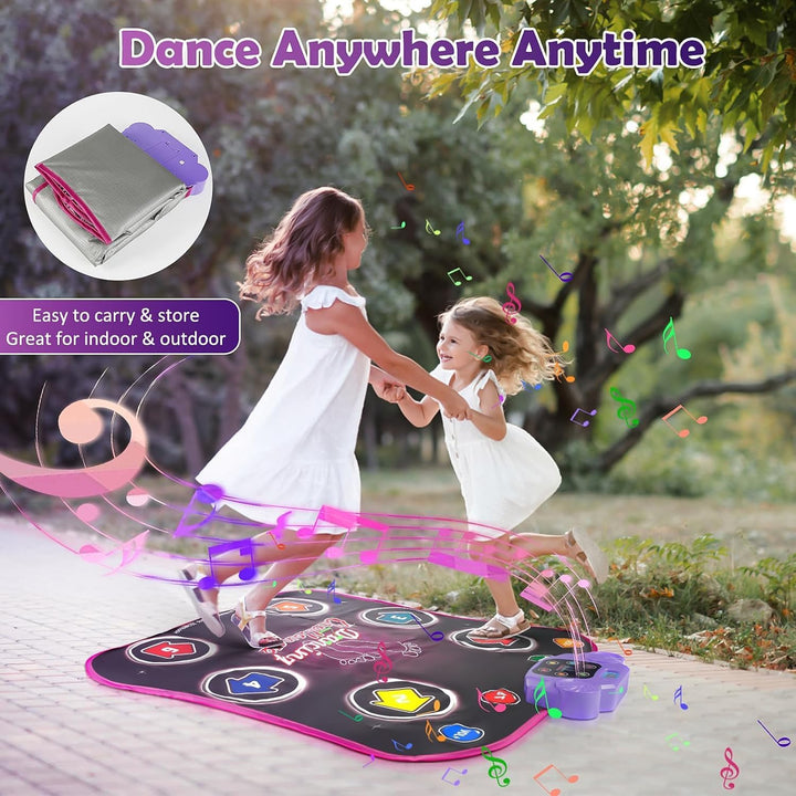 Tanzmatte für Kinder ab 3-12 Jahre, Musikmatte mit LED-Lichter, Kindertanzmatten mit 5 Spielmodi und