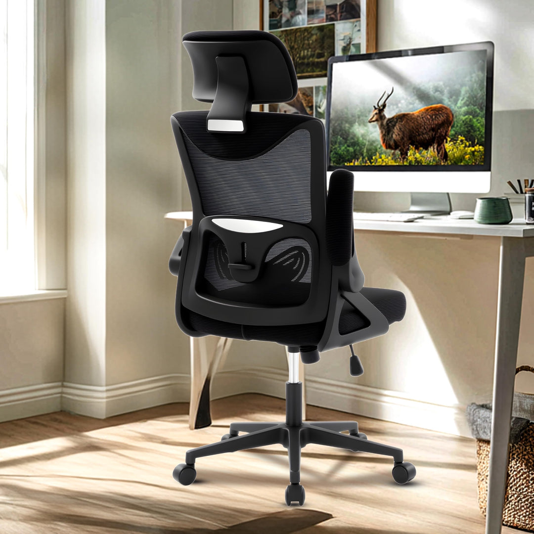 Fizzin Ergonomischer Gaming Bürostuhl Schwarz Schreibtischstuhl mit Verstellbarer Lendenstütze und K