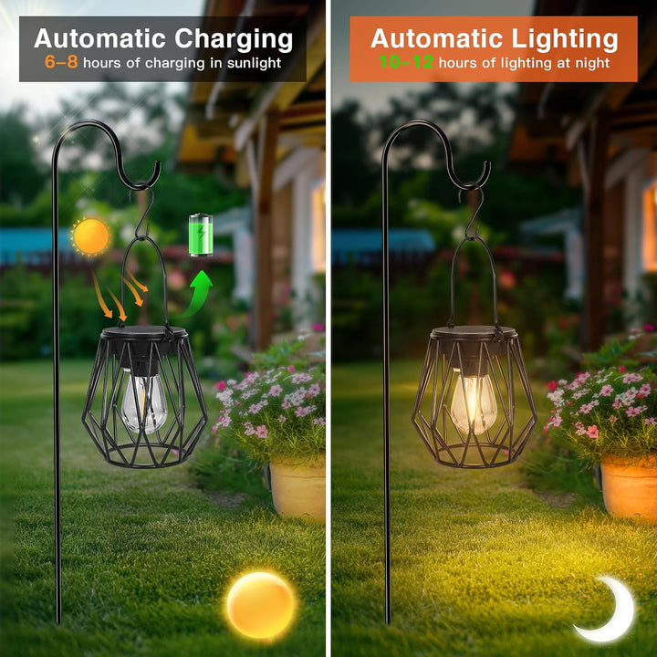 Ketom 2 Stück Solarlampen für Aussen Hängend, Solarlaterne für Aussen Stehend Metall, IP65 Wasserdic