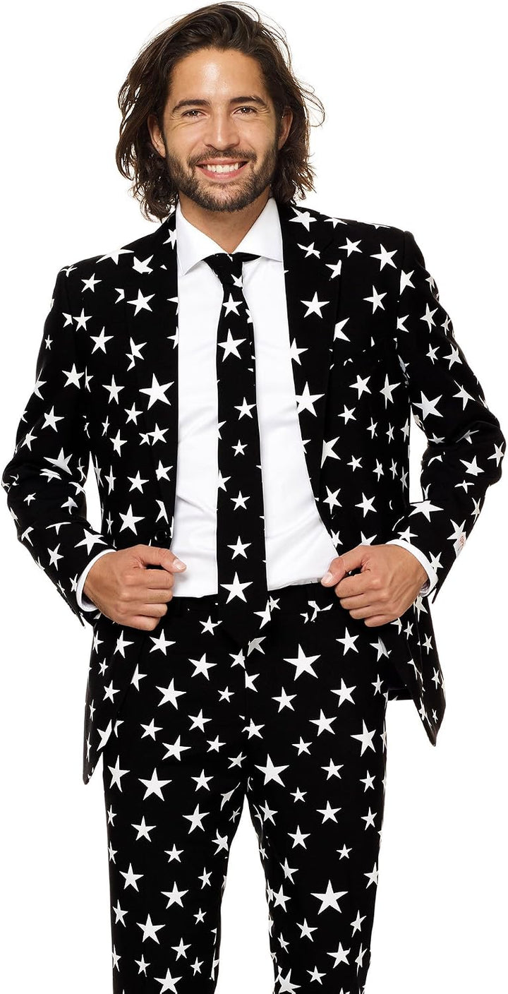 OppoSuits Herren Opposuits Halloween Suit For Men in Creepy And Stylish Print Anzug 46 Starstruck, 4