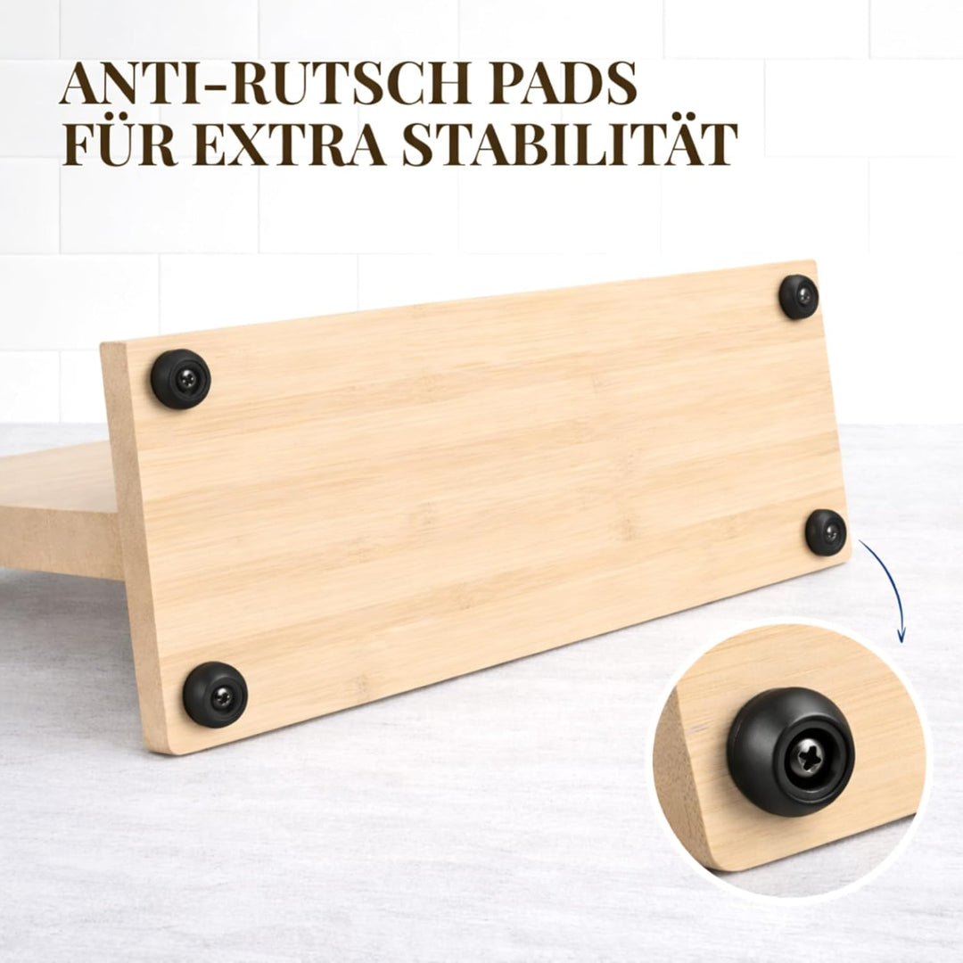 Messerblock Magnetisch ohne Messer, Bambus – Beidseitiger Messerhalter, Freistehend &amp; Platzsparend