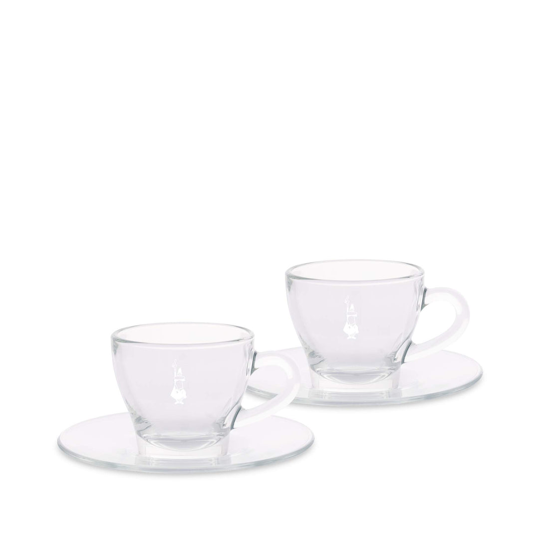 Bialetti Set 2 Glas Tazzine Espresso Istituzionali (con Piattino), Vetro, 2 unità, Durchsichtig 2 x