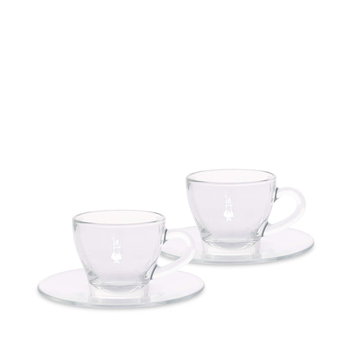 Bialetti Set 2 Glas Tazzine Espresso Istituzionali (con Piattino), Vetro, 2 unità, Durchsichtig 2 x