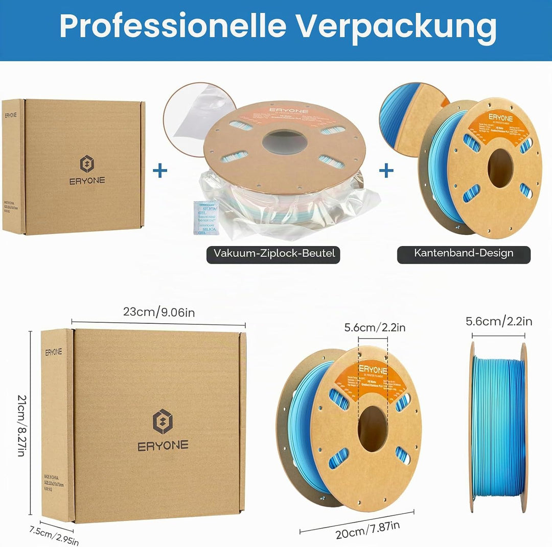 ERYONE Matte PLA 3D Drucker Filament 1.75mm, Matte Gradient Rainbow PLA, Massgenauigkeit +/- 0.03 mm
