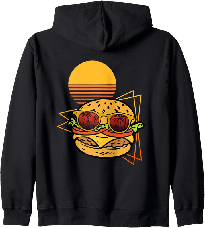 Lustiger Retro-Burger mit Schattierungen Kapuzenjacke