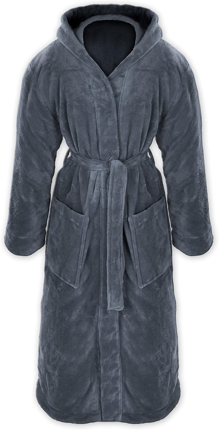 Gräfenstayn® Damen & Herren Kuschelfleece Bademantel mit Kapuze Grösse S-XXXL mit Öko-Tex Standard 1