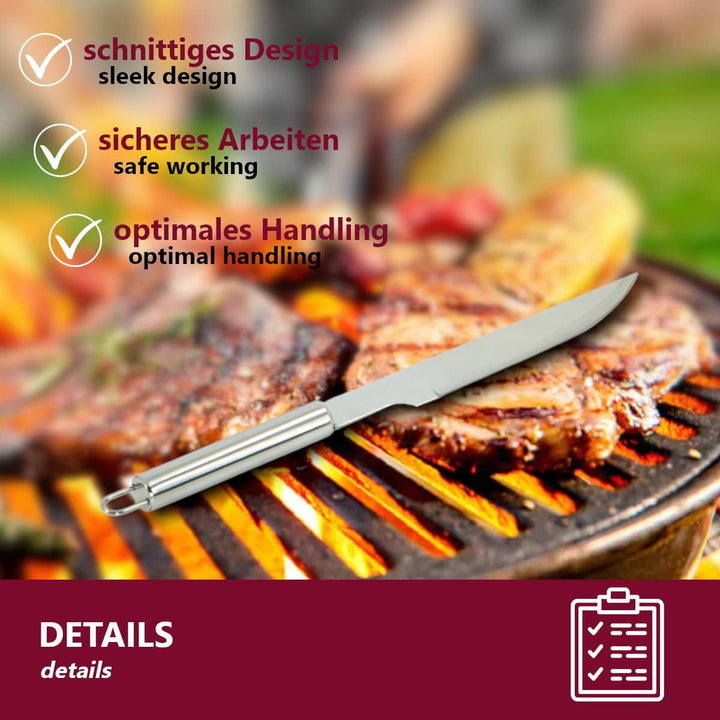 HOOZ 5x Grillbesteck Set Edelstahl, Grill Zubehör für Barbecue, Grillkoffer mit Grillwender, Fleisch