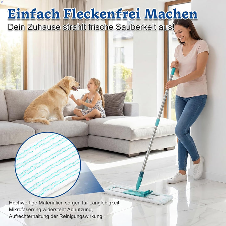 Ersatzbezug für Leifheit Bodenwischer: Profi XL Micro Duo/Cotton Plus, 4 Stück Wischmopp Bezug für L