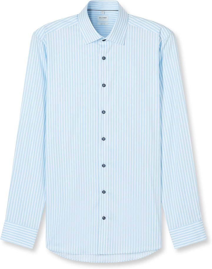 OLYMP Herren Businesshemd Schlank Gestreift 200984 40 Bleu 11, 40 Bleu 11