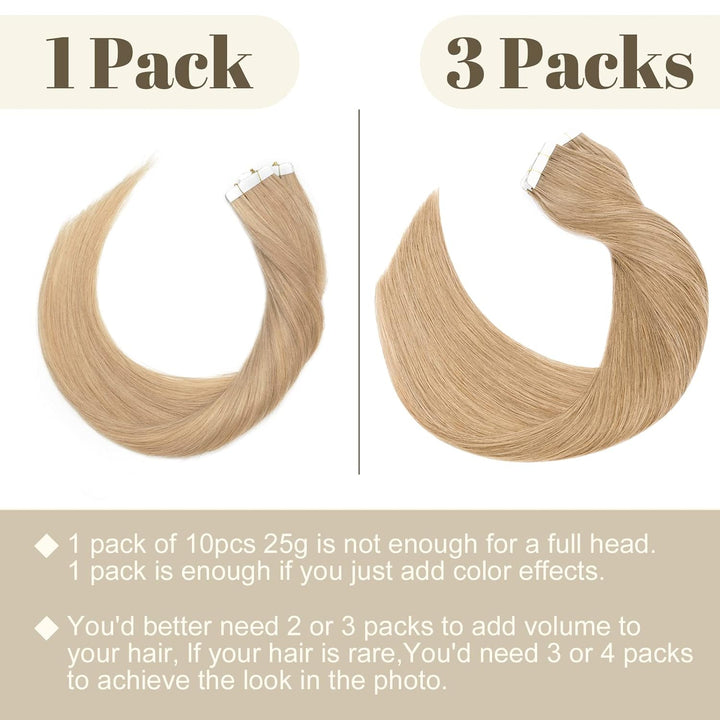 SEGO Haarverlängerung Tape Extensions Echthaar Klebeband 10 PCS Haarteile Glatt 100% Remy Human Haar